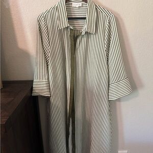 Entro Green and White Striped Maxi Dress